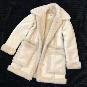 Cream colored Abercrombie Faux Leather & Faux Fur Jacket